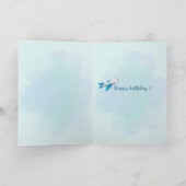 Personalized Blue Airplane Birthday Card Kaart (Binnen)