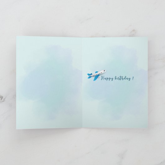 Personalized Blue Airplane Birthday Card Kaart (Binnen)