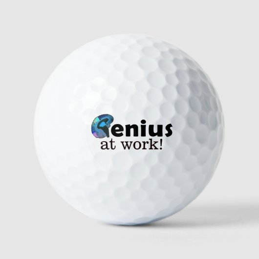 Personalized Blue and Black Brain, Genius at Work Golfballen (Voorkant)
