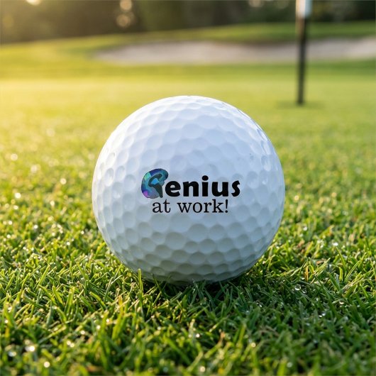 Personalized Blue and Black Brain, Genius at Work Golfballen
