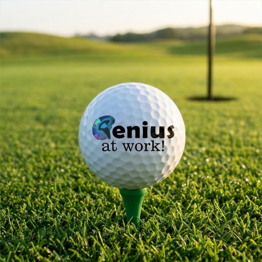 Personalized Blue and Black Brain, Genius at Work Golfballen