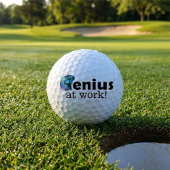 Personalized Blue and Black Brain, Genius at Work Golfballen