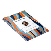 Personalized Blue and Orange Wave Patterned Notitieboek (Rechterzijde)