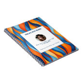 Personalized Blue and Orange Wave Patterned  Notitieboek (Rechterzijde)