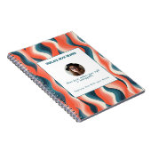 Personalized Blue and Orange Wave Patterned  Notitieboek (Rechterzijde)
