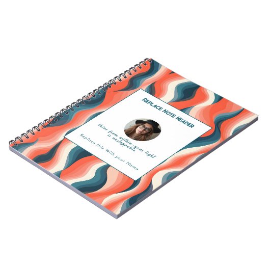 Personalized Blue and Orange Wave Patterned  Notitieboek (Linkerzijde)