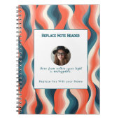 Personalized Blue and Orange Wave Patterned  Notitieboek (Voorkant)