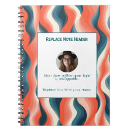 Personalized Blue and Orange Wave Patterned  Notitieboek