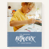 Personalized Blue Artist Photo Sketchbook Notitieboek (Voorkant)