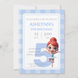 Personalized Blue Ballerina Dance Party Birthday Kaart