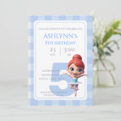 Personalized Blue Ballerina Dance Party Birthday Kaart (Staand voorkant)