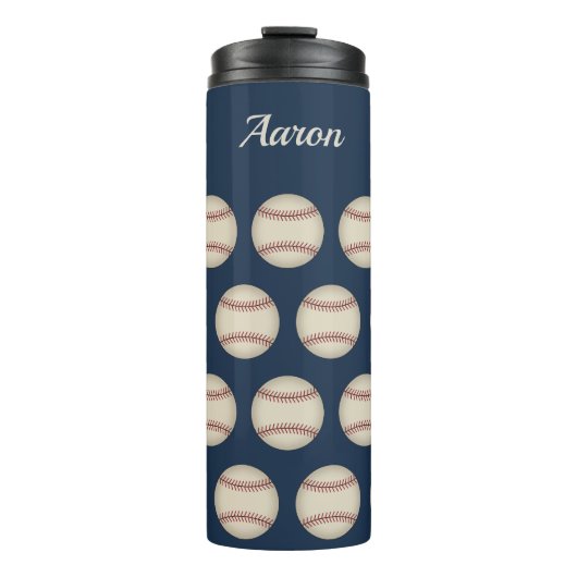 Personalized Blue Baseball Thermal Tumbler Gift Thermosbeker (Voorkant)