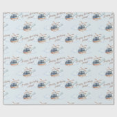 Personalized Blue Birthday Watercolor Helicopter Cadeaupapier (Vlak)