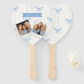 Personalized Blue Bow Coquette Name Aesthetic Handwaaier (Voorkant en achterkant)