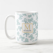 Personalized Blue Bow Girl Cute Gold Monogram Name Koffiemok (Links)