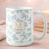 Personalized Blue Bow Girl Cute Gold Monogram Name Koffiemok