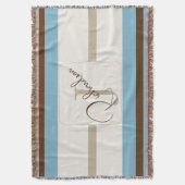 Personalized Blue Brown Stripe Monogram Coastal  Deken (Voorkant Verticaal)