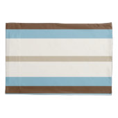 Personalized Blue Brown Stripe Monogram Coastal  Kussensloop (Achterkant)