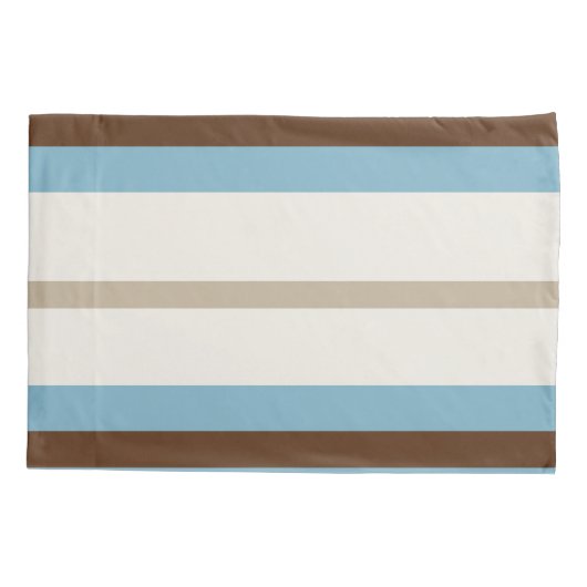 Personalized Blue Brown Stripe Monogram Coastal Kussensloop (Achterkant)