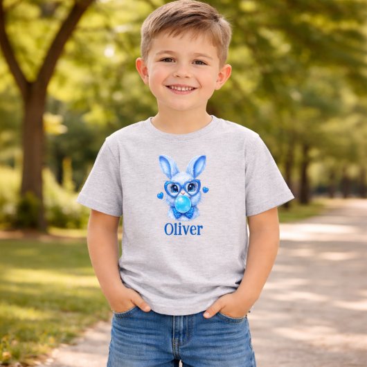 Personalized Blue Bunny Toddler Boy Kinder Shirts