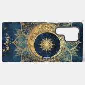 Personalized Blue Celestial Gold Sun Moon Mandala  Samsung Galaxy Hoesje (Achterkant horizontaal)