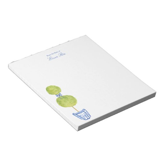 Personalized Blue Chinoiserie Tree Notepad  Notitieblok (Schuin)