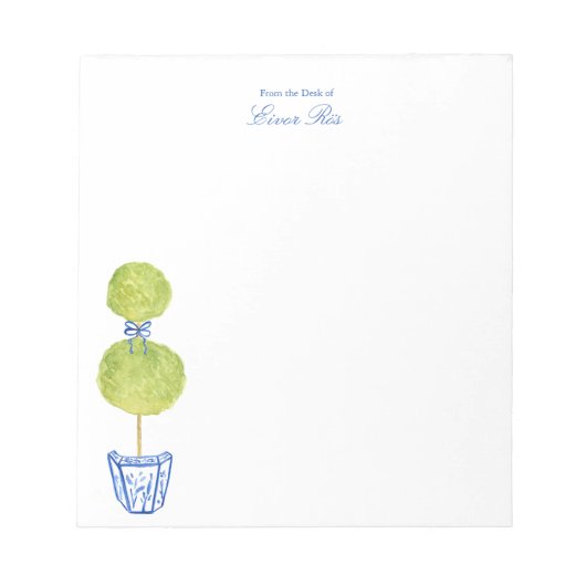 Personalized Blue Chinoiserie Tree Notepad  Notitieblok (Voorkant)