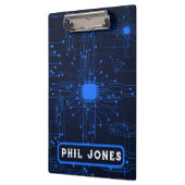 Personalized Blue Circuit Board Tech Geek Klembord (Links)