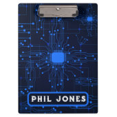 Personalized Blue Circuit Board Tech Geek Klembord (Voorkant)