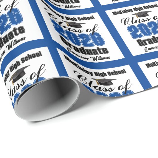 Personalized Blue Class of 2026 Graduation Cadeaupapier (Rol Hoek)