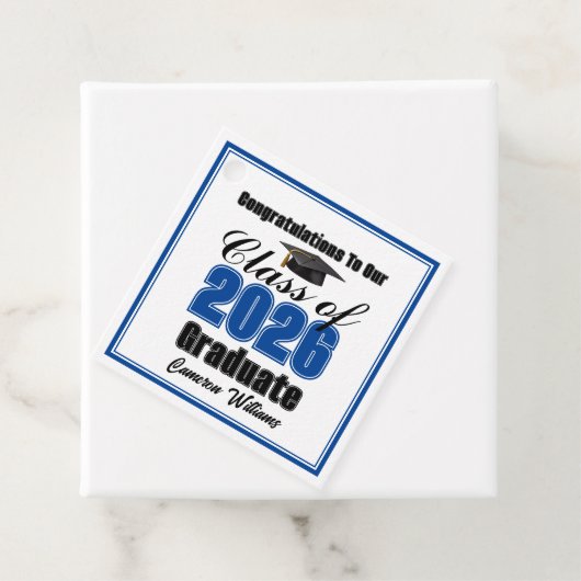 Personalized Blue Class of 2026 Graduation Party Bedankjes Labels (In situ)