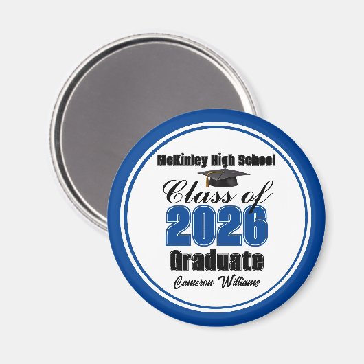 Personalized Blue Class of 2026 Graduation Party Magneet (Voorkant / Achterkant)