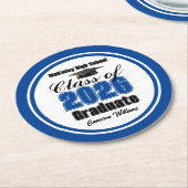 Personalized Blue Class of 2026 Graduation Party Ronde Kartonnen Onderzetter (Gebogen)