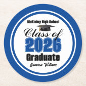 Personalized Blue Class of 2026 Graduation Party Ronde Kartonnen Onderzetter (Voorkant)
