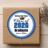 Personalized Blue Class of 2026 Graduation Party Ronde Sticker