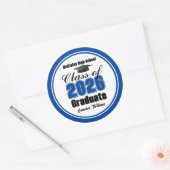 Personalized Blue Class of 2026 Graduation Party Ronde Sticker (Envelop)