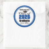Personalized Blue Class of 2026 Graduation Party Ronde Sticker (Tas)