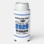 Personalized Blue Class of 2026 Graduation Party Seltzer Blikjeskoeler (Seltzer Voorkant)