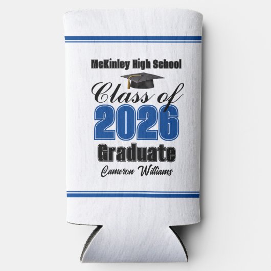 Personalized Blue Class of 2026 Graduation Party Seltzer Blikjeskoeler (Voorkant)
