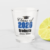 Personalized Blue Class of 2026 Graduation Party Shot Glas (Voorkant)