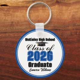 Personalized Blue Class of 2026 Graduation Party Sleutelhanger
