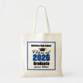 Personalized Blue Class of 2026 Graduation Party Tote Bag