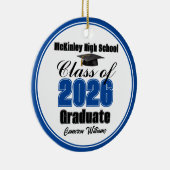 Personalized Blue Class of 2026 Graduation Photo Keramisch Ornament (Rechts)