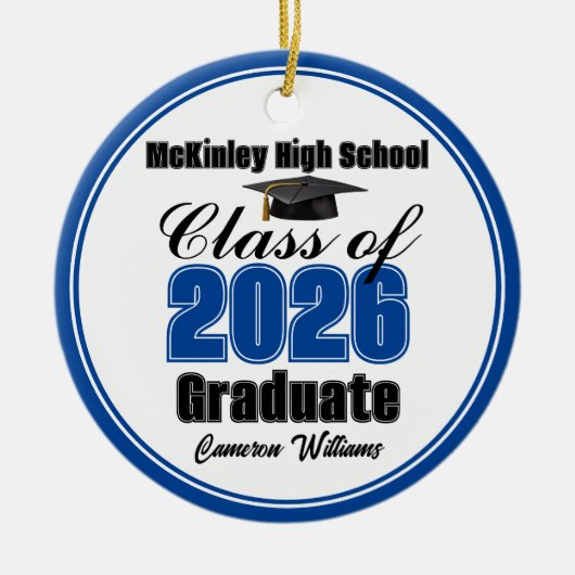 Personalized Blue Class of 2026 Graduation Photo Keramisch Ornament (Voorkant)