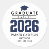 Personalized Blue Class of 2026 Graduation Sticker (Voorkant)