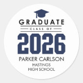 Personalized Blue Class of 2026 Graduation Sticker (Voorkant)