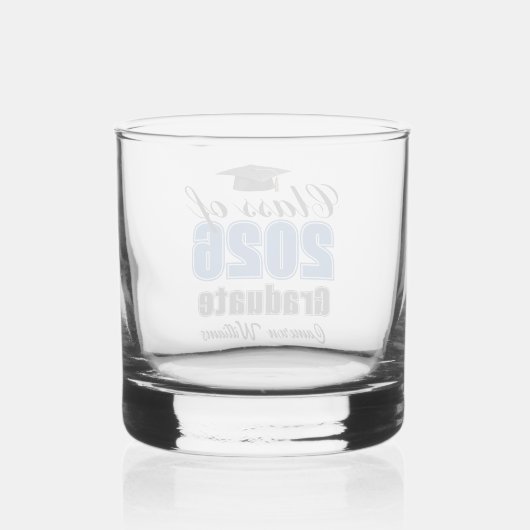 Personalized Blue Class of 2026 Graduation Whisky Glas (Achterkant)