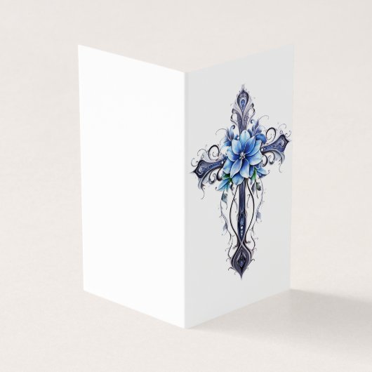 Personalized Blue Cross Flower Card Kaart (Buitenkant)