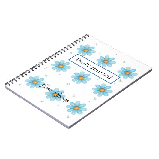 Personalized Blue Daisy Notebook Custom Name Notitieboek (Linkerzijde)
