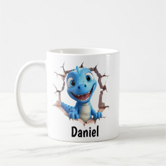 Personalized Blue Dinosaur Mug | Kids Gift Koffiemok